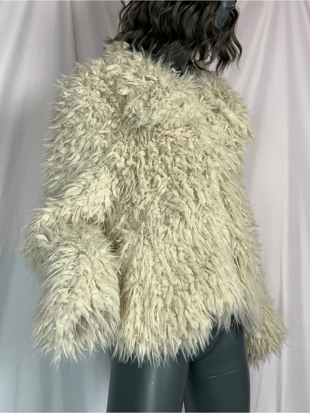 Lucky Brand Warm Cream Plush Faux Fur Coat